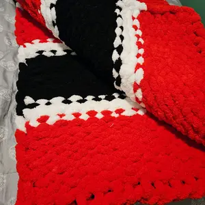 Handcrafted chunky yarn blanket 60" x 40"