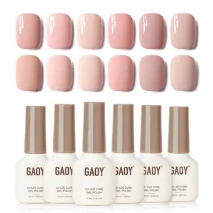 GAOY Vanilla Nude Macaron Nail Gel Polish Set Including Peach Pink Nude Shades, Sweet Minimalist Creamy Colors, Opaque Long Lasting Gel for Home & Salon Manicure