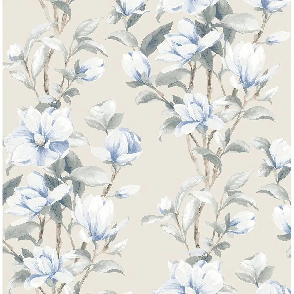 NextWall Linen Magnolia Trail Floral Peel and Stick Wallpaper