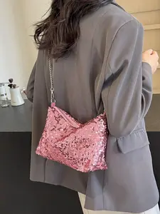 Trendy Sequined Shoulder Bag, Large Capacity Crossbody Bag, Fashionable All-Season Accessory, Perfect for Daily Use & Special Occasions