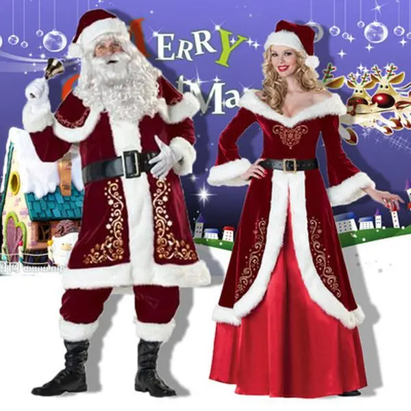 Adult Couples' Christmas Role Play: Santa & Long Dress Costume