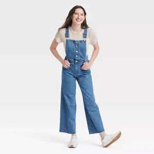 Women's Denim Overalls, Medium Wash, Universal Thread Construction, Versatile Fit, Comfortable Design