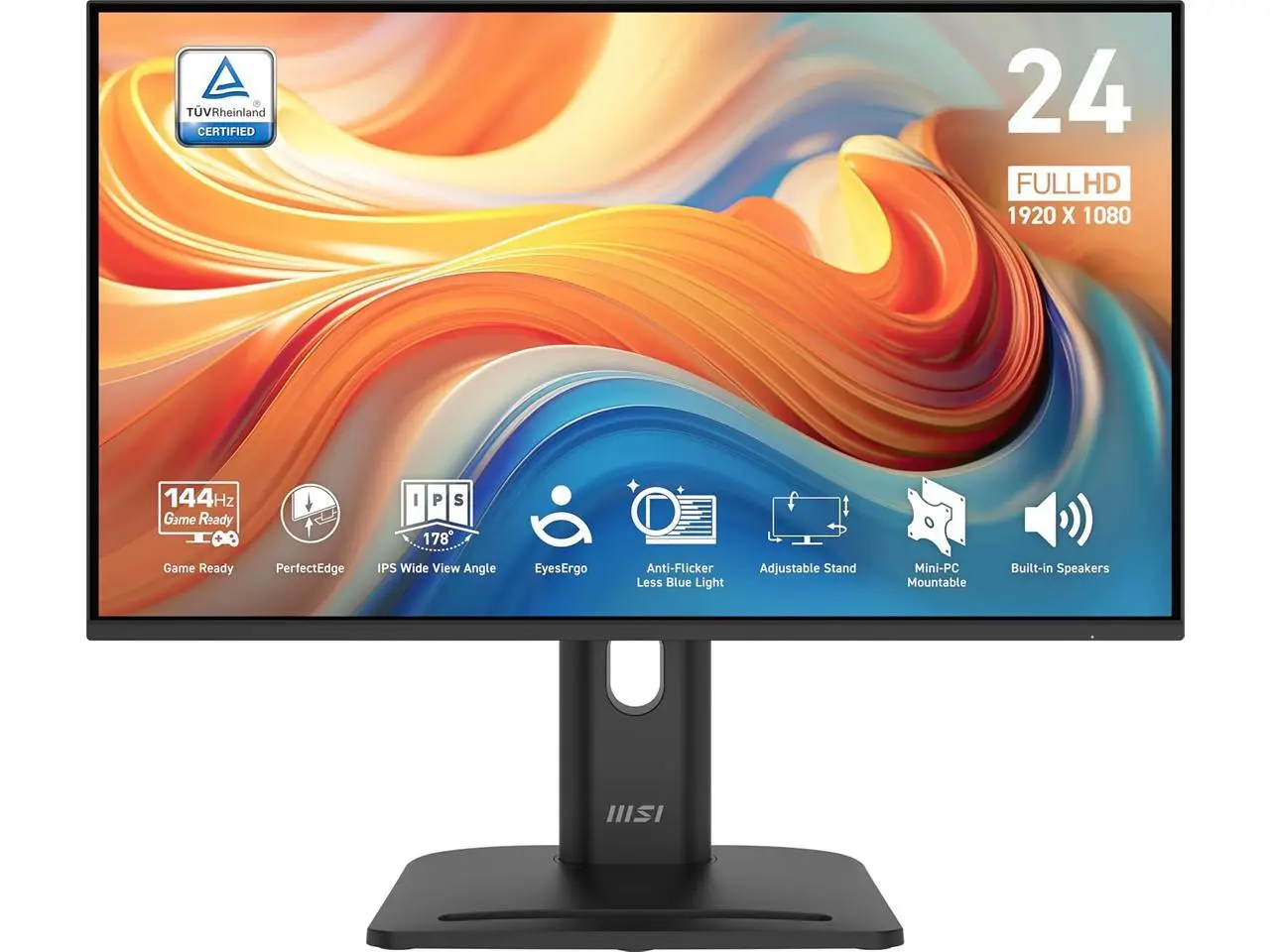 MSI PRO MP245PG E14 24-inch IPS 1920 x 1080 (FHD) Computer Monitor, 144Hz, Adaptive-Synch, HDMI, Display Port, VGA Port, VESA Mountable, Tilt, Height Adjustable,Speaker, 1ms, Black