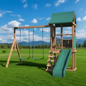 4-in-1 Backyard Playground Swing Set - Outdoor Combo with Slide, Climbing Rock Wall & Soft Cushion Swings 4-in-1 Backyard Playground Swing Set - Outdoor Combo with Slide, Climbing Rock Wall & Soft Cushion Swings