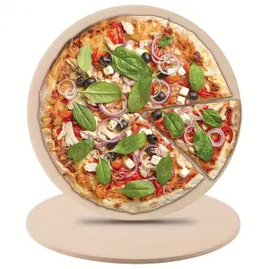 15-inch large round pizza stone, heavy-duty cordierite baking pan for pizza and bread baking & grill. Perfect for baking pizzas and breads of various sizes