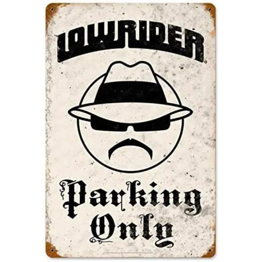 Vintage Lowrider Parking Metal Tin Sign Wall Art - 8x12 in Waterproof Home Decor Plaque for Man Cave, Kitchen, Room, Shop, Bar, Garage Decoration