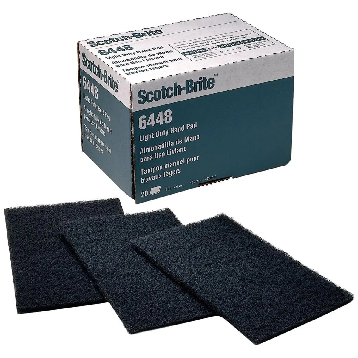 212 MAIN 3M 405-048011-16555 Scotch-Brite Non-Woven Silicon Carbide Hand Pad, 6x9 in, Abrasive Reptile & Amphibian Cleaning Tool - Pack of 20