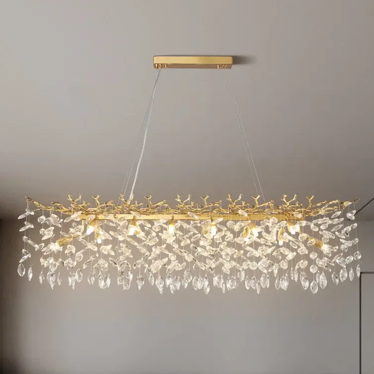 47.2in Modern Square / Rectangle Crystal Chandeliers for Dining Room, Kitchen Island