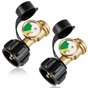 2 PCS Propane Tank Gauge with Leak Detector, Universal Level Indicator for 5-40lb Tanks, Compatible with Camping Stoves, Heater, BBQ Grills, Gas Burners and More