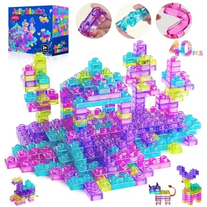 40 Pieces Jelly Soft Gel Blocks, Stretchable Stress Relief Building Toy, Sensory Touch Learning Blocks, Stem Creative Gift for Kids Aged 2+