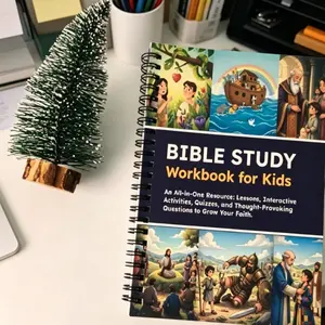 Spiral Bound Kids Bible Study Workbook, Vertical Layout Interactive Christian Activity Book with Scripture Lessons, Fun Quizzes & Faith Activities for Kids Religious Learning & Spiritual Growth, Sunday School Classroom Supplies for Boys Girls a5