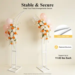 CNCEST Set of 2 White Steel Wedding Arch Stands - 6.9ft & 6.2ft Tall Curved-Top, Removable Metal Backdrop, 22lbs Capacity for Floral Decor, Flowers, Weddings