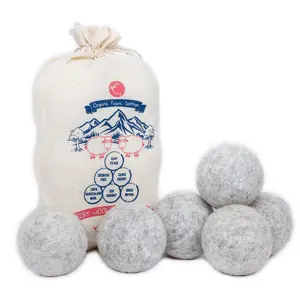 Wool Dryer Balls Pack of 6 -XL Supper Natural Fabric Softener, Reusable, Reduces Clothing Wrinkles and Save Drying Time. Made in Nepal. Laundry