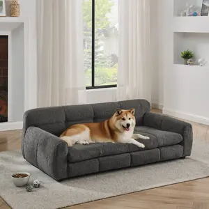 Pawcrest Large Dog Sofa Bed, Durable Elevated Pet Bed in Dark Grey