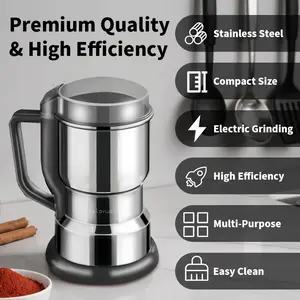 Electric Coffee Grinder Multifunctional Coffee Bean SpiceBeans Vanilla Stainless Steel Mixer 300W High PowerCrusher coffee grinder Electric Coffee Stainless SteelMeasuring Pitcher with Lid Espresso Distribution Tool withStand fast grind