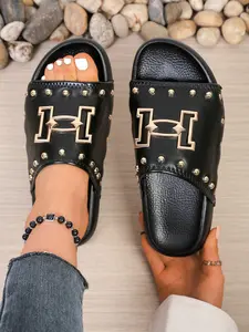 Women's Fashion Slippers 2026 New Summer High-End Casual Outdoor One-Layer Thick Sole Anti-Slip Wearable Cool Slipper