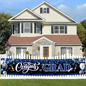 2026 Graduation Decorations-Congrats Grad Yard Sign Banner Decoration for Class of 2026 Graduation Party Supplies(Blue and Black)78x18in