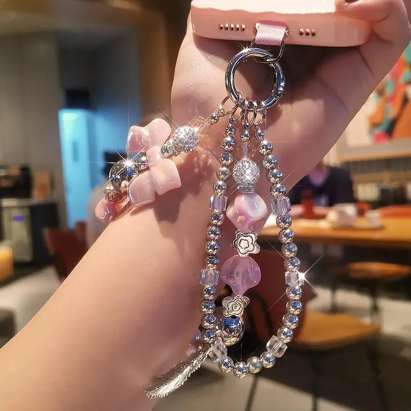 Fashionable Bowknot & Beaded Design Phone Chain, 1 Count Cute Exquisite Phone Lanyard, Phone Strap for Women & Girls, Mobile Phone Decorative Accessories, Phone Charms, Phone Accessory, Phone Decoration