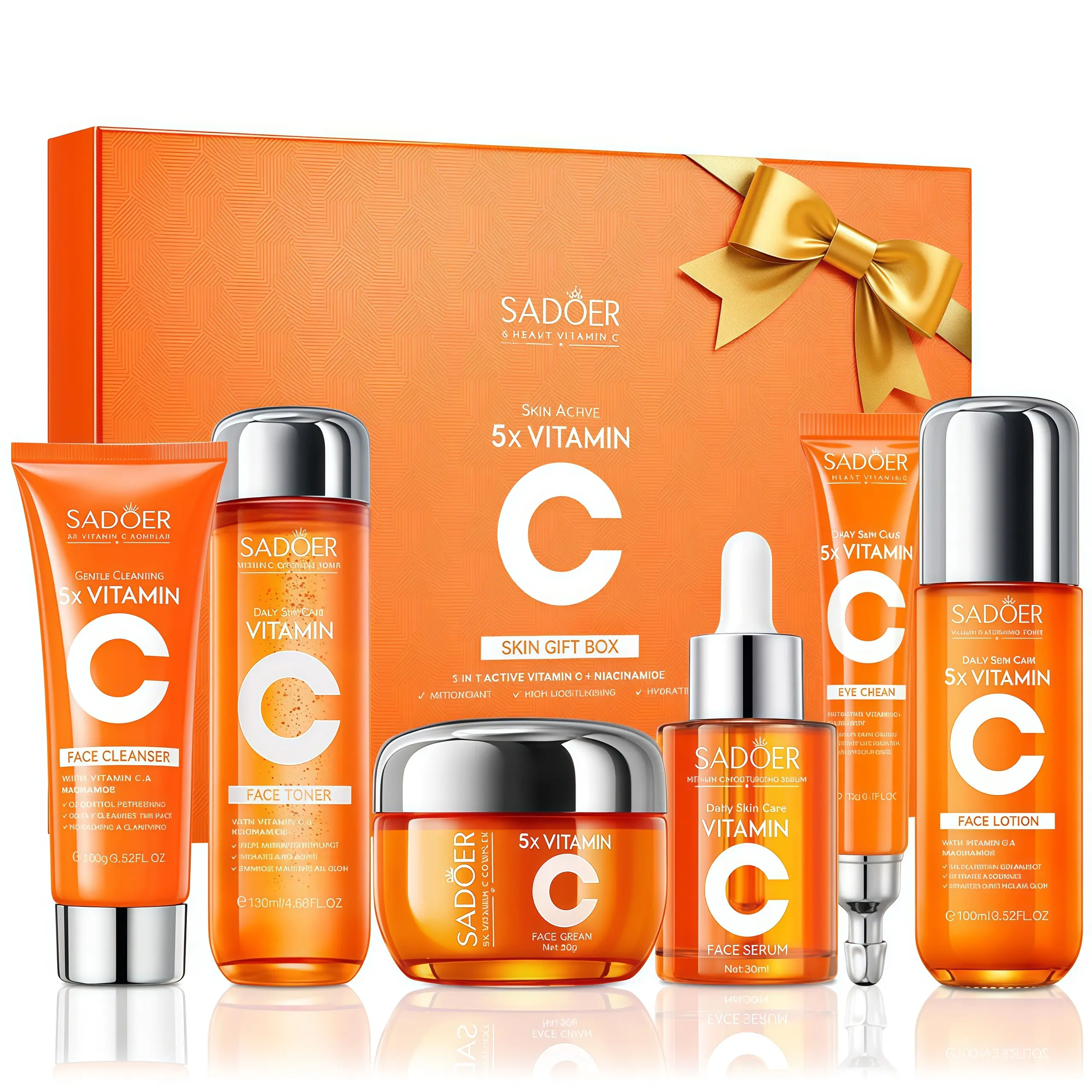 SADOER] 5X Vitamin C Skincare Set Hydrating Glowing Repairing Skin