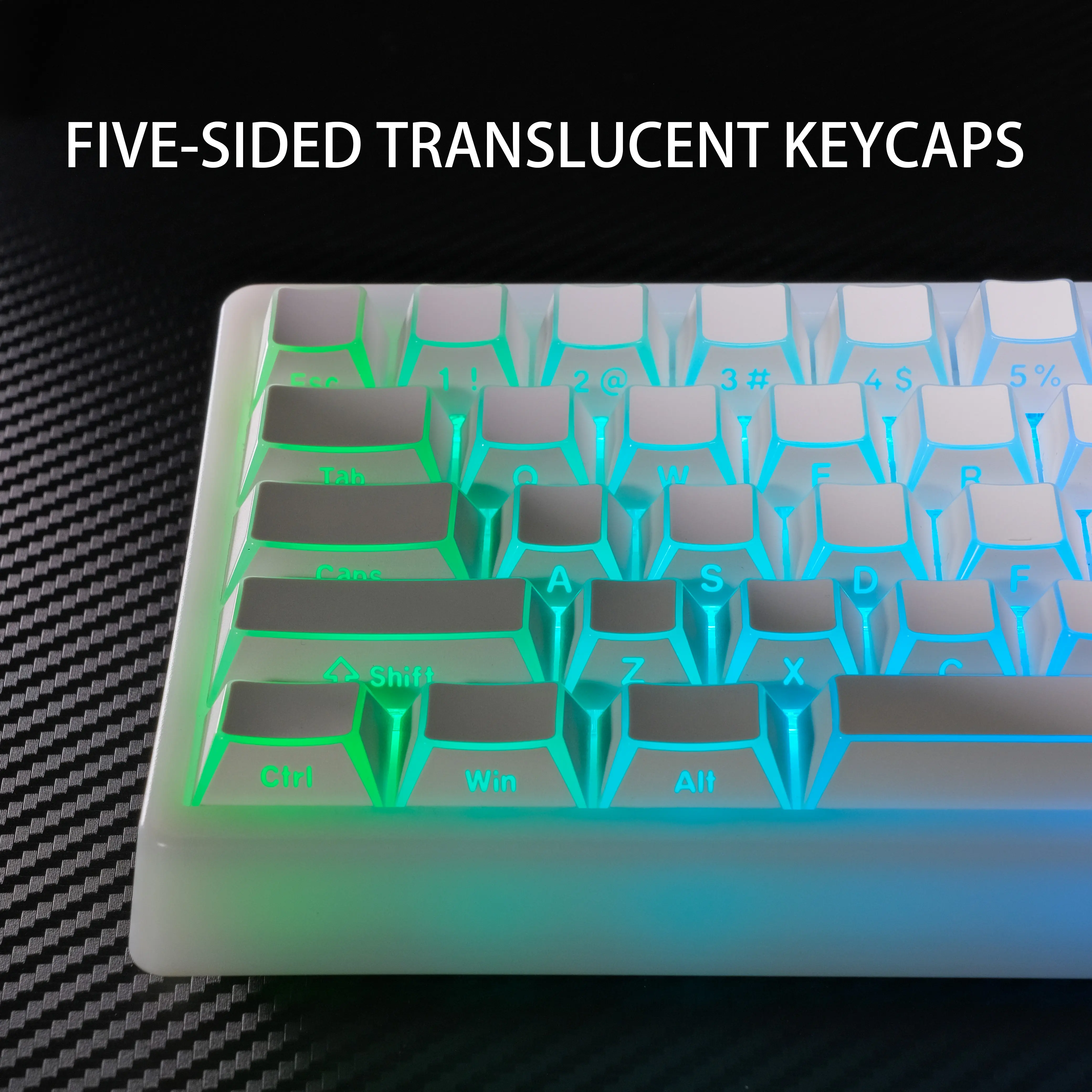 DigAura Prism MX Keycap Set - 136-Key PBT Material Cherry Profile Shadow Fold Shine-Through Keycaps (Keyboard Not Included)