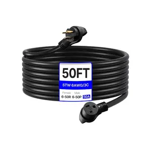 fathersdaygift VEVOR Welder Extension Cord, 30 Amp 50 ft, Extension Cord for Portable Welders, NEMA 6-50P, 10/3 AWG, 250V, 7500W Heavy Duty Pure Copper Welder Cable, for Outdoor MIG TIG Plasma, STW Weather-proof