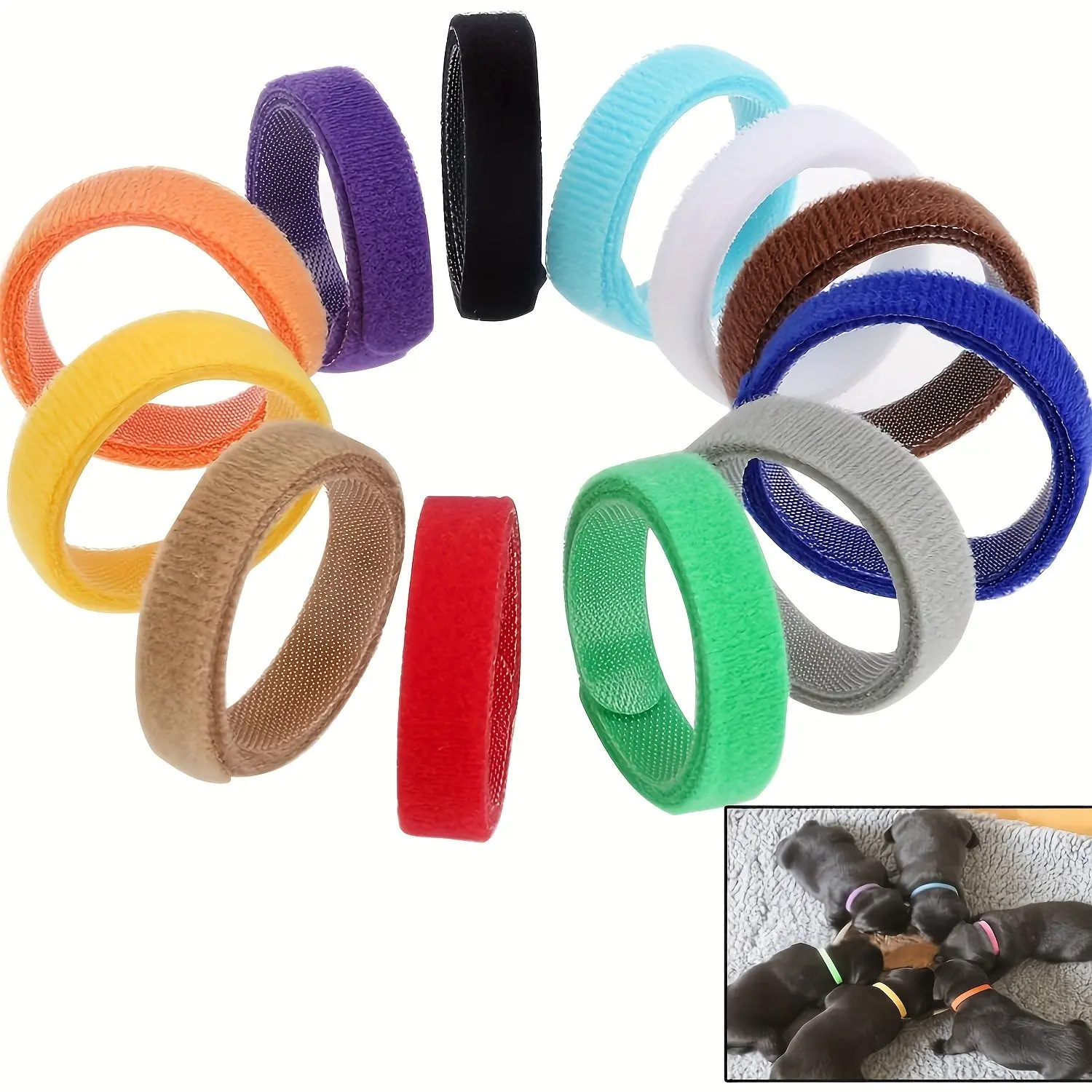 Adjustable Dog Collar Set of 12, Perfect for Newborn Pets, Puppy Collars For Litter, Soft Nylon Adjustable Identification Collars, Colorful Puppy Cat Necklaces