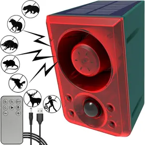 Solar Outdoor Motion Sensor  -  Barking & Gunshot Sound 130db Motion Detector  Light,with Remote Controller for , Villa,Yard,Chicken coop,Farm,Barn