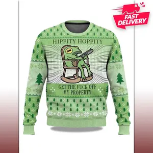 Hippity Hoppity Frog Meme Christmas Ugly Sweater, Family Matching Outfit, Friends Party, Hoodie Christmas Gifts, funny Swearer Ugly For Dad TYQ79S