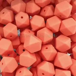 14mm Salmon Orange Hexagon Silicone Bead - Loose - Crafting Supplies - Beading Supplies