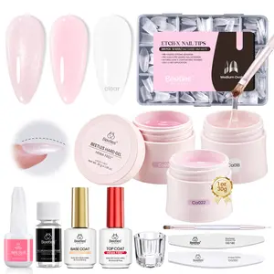 Beetles HEMA-Free Hard Builder Gel Set, Nude Pink Brown 9 in 1 Mini Size Builder Nail Gel for Sensitive Nails Extension Sculpting for Professional Nail Tech Use,Fall Nails, UV&LED Lamp Needed Mother's Day gift Spring Nail Taste of Spring