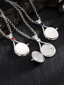 Women's Stainless Steel Pendant Necklace with Rhinestones Shell Design, Photo Holder Jewelry Gift for Women Daily Wear Accessories, Modern Versatile Accessories