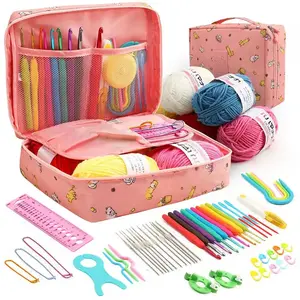 58 Pcs/1 Set Piece Crochet Set DIY Beginner Crochet Complete Set Material Pack Portable Knitting and Storage Tool
