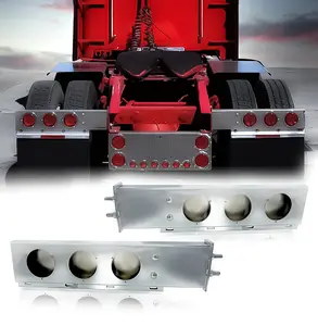 TORQUE Mud Flap Hanger for Semi Trucks 2-1/2" Bolt Spacing 30" Stainless Steel 4" Light Cutouts, Lights NOT Included, Spring Loaded, Straight, Right Left Included, Light Bar Tail Light (TRMFH309)