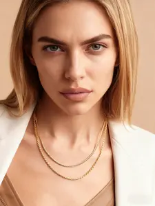 Iced Chics 2pcs Twisted Chain & Cuban Link Design Set, 3mm Cuban + 2mm Twist Chains, Hip Hop Casual Style, Cool Accessory, Birthday Gift, Street Wear, Birthday Necklace