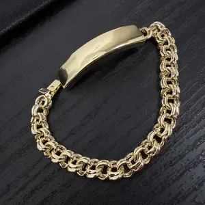 14K Gold-Plated Cuban Chain Bracelet Trendy Style Chino Link Esclava Engravement Customize