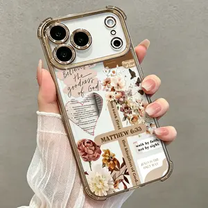 Faith & Grace Cross Pattern Smartphone Case for iPhone 17,16,15,14,13,12,11 Pro Max Air - Soft TPU Protective Cover, Shockproof, Drop-Resistant Rustic Silicone Cute Cellphone Accessory for Women, Handheld Devices Fit (DDSJ260518014)