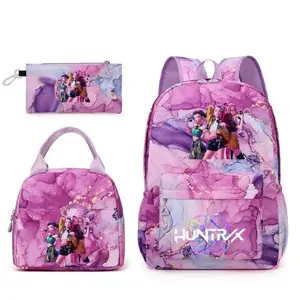 New Backpack solid color women's backpack&lunchbag witch group star printzipper closure Trendy backpackfashionableand versatile casual trend suitable for studentsgoing to school, campus, travelingwomen's backpack 3-piece