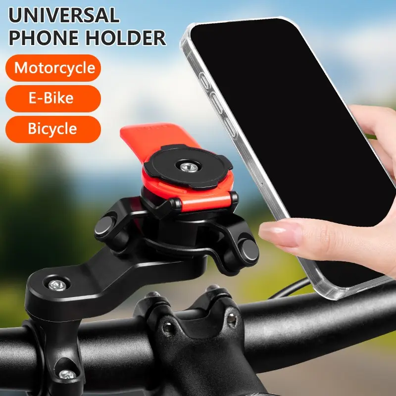 Universal Smartphone Mount with Vibration Shock Absorber for Motorcycle Bicycle Handlebar Trottos Quad Scooter Compatible with iPhone, Android, Samsung. Twist, Lock & Ride Motorcycle Phone Holder