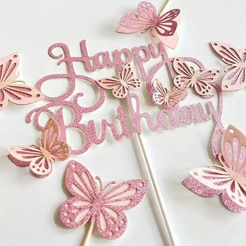 Butterfly Design Cake Decoration, Paper Butterfly Cake Topper, Cake Decoration Supplies for Birthday Party Wedding, Ornaments, Cake Decorating Supplies, Butterfly Cake Decorations, Birthday Cake Toppers