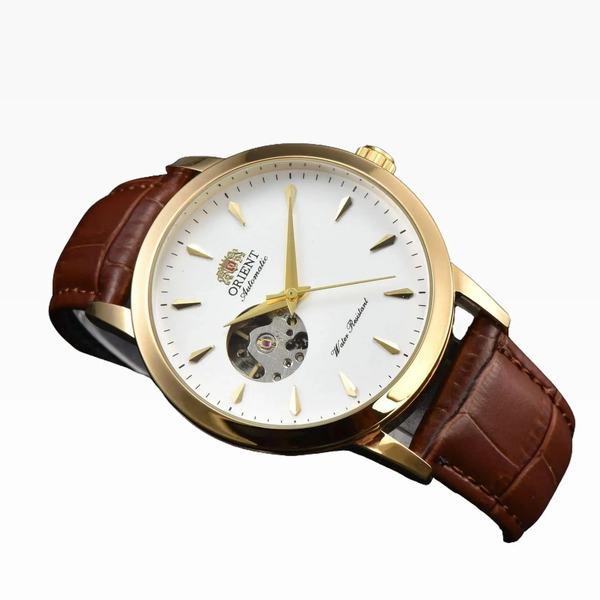 ORIENT2026 Men's Lion Design Mechanical Wristwatch - Brown Leather Strap, High-Quality Automatic Movement, Business Casual Chronograph Analog Watch, Exquisite Fashion Timepiece for Casual & Formal Wear, Mechanical Watches