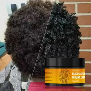 100g Black Castor Oil Curl Cream Balm | Enriched with black castor oil, the nourishing, Hydrating formula helps repair and hydrate curls, improves frizz and dryness, enhances curl shape and elasticity, and leaves hair smoother for daily styling