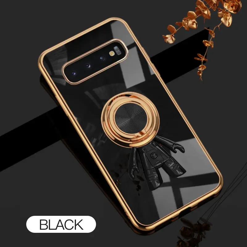For Samsung Galaxy S10 6D Astronaut Electroplated Ring Stand Phone Case HNTKR-0064