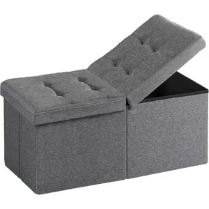 30-INCH Storage Ottoman Bench, Footrest with Storage, End of Bed Bench Coffee Table for Living Room, Bedroom, Entryway, Dark Gray