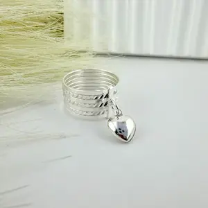 925 silver semanario ring with puffy heart
