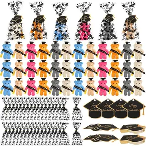 108 Pcs Graduation Bears Kit 4.72in 2026 Plush Bear with Cap Gift Bags Cards Graduation Gift for School Class Favors DIY Keychain