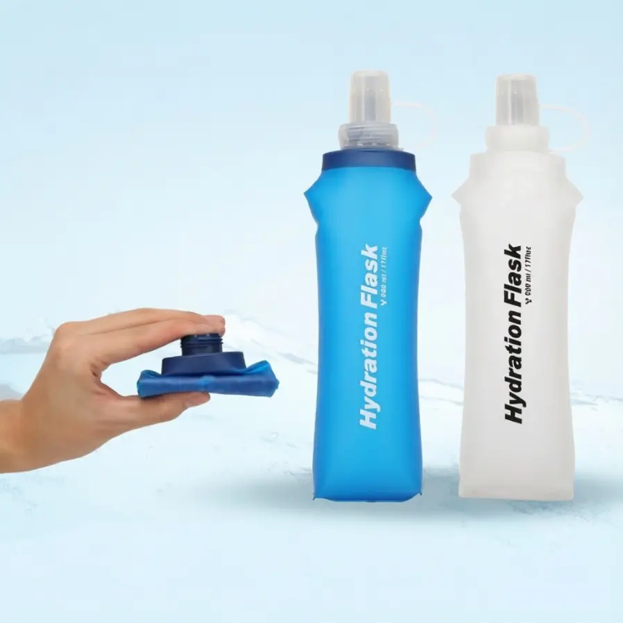 TPU outdoor trail running foldable water bag, outdoor hydration soft water bottle, hiking and mountaineering soft water bottle 500ml