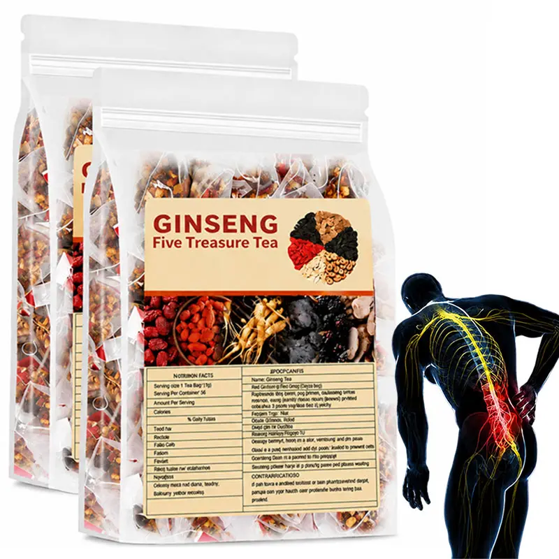 Premium Ginseng & Red Date Chinese Herbal Blend Tea Bags (50 Counts) - Caffeine-Free Nourishing Tea Beverage with Goji Berry, Natural Energy Boost, Traditional Daily Wellness Drink