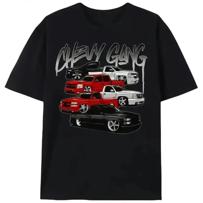 [100% Cotton]MONO LABEL Gang Graphic T Shirt Chevy Silverado Men'S Tee Old School Chevy Tee Truck Shirt Classic Chevy Truck Casual Menswear 4X6GFV Gift For Him BK-13 Printing Graphic Tee