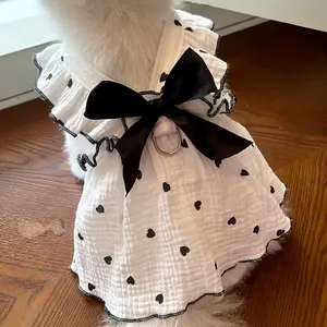(New)Pet Clothing, Spring/Summer Outfit for Dogs/Cats, Teddy Bear Bichon Pomeranian Pulling Puppy Cat Love Outfit, Bow Style Dog Apparel