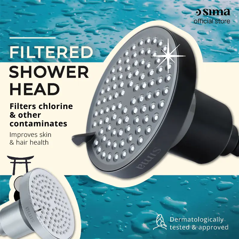 Sima Filtered Shower Head - Home Improvement Bathroom Fixture, Blocks Irritants, Boosts Hydration, Delivers Softer Skin & Hair, Essential Shower Heads for Daily Use
